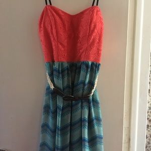 City Triangle strapless sun/summer dress with belt